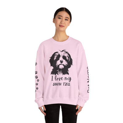 Shih Tzu Dog Lover Sweatshirt, Pet's Name Personalized Gift Idea, Frenchie Dog Owner Apparel, Custom Dog Paw Print Jumper, Comfy Crewneck