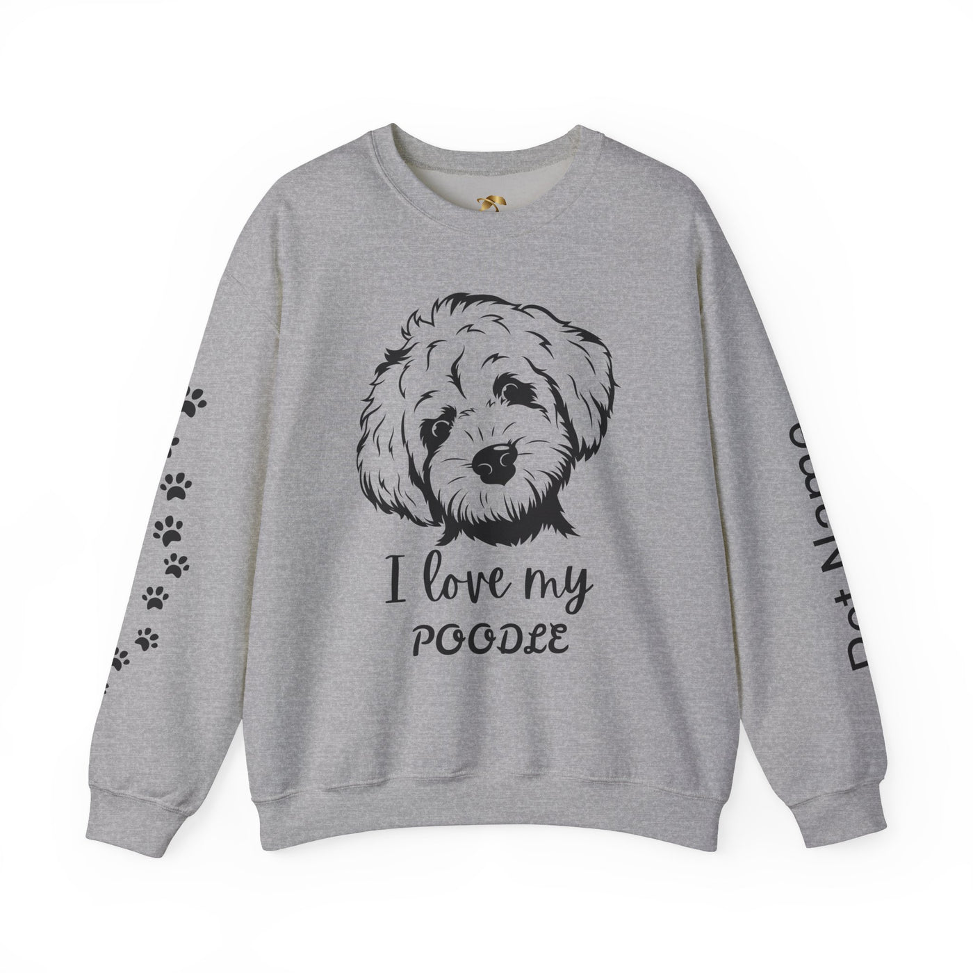 Poodle Dog Lover Sweatshirt, Pet's Name Personalized Gift Idea, Poodle Dog Owner Apparel, Custom Dog Paw Print Jumper, Comfy Crewneck - NOTALIFY