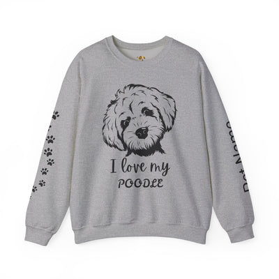 Poodle Dog Lover Sweatshirt, Pet's Name Personalized Gift Idea, Poodle Dog Owner Apparel, Custom Dog Paw Print Jumper, Comfy Crewneck - NOTALIFY