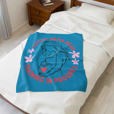 Future Mama Bear Training Plush Blanket, Cozy Gift for Expecting Moms, Baby Shower Decor, Nursery Throw - NOTALIFY