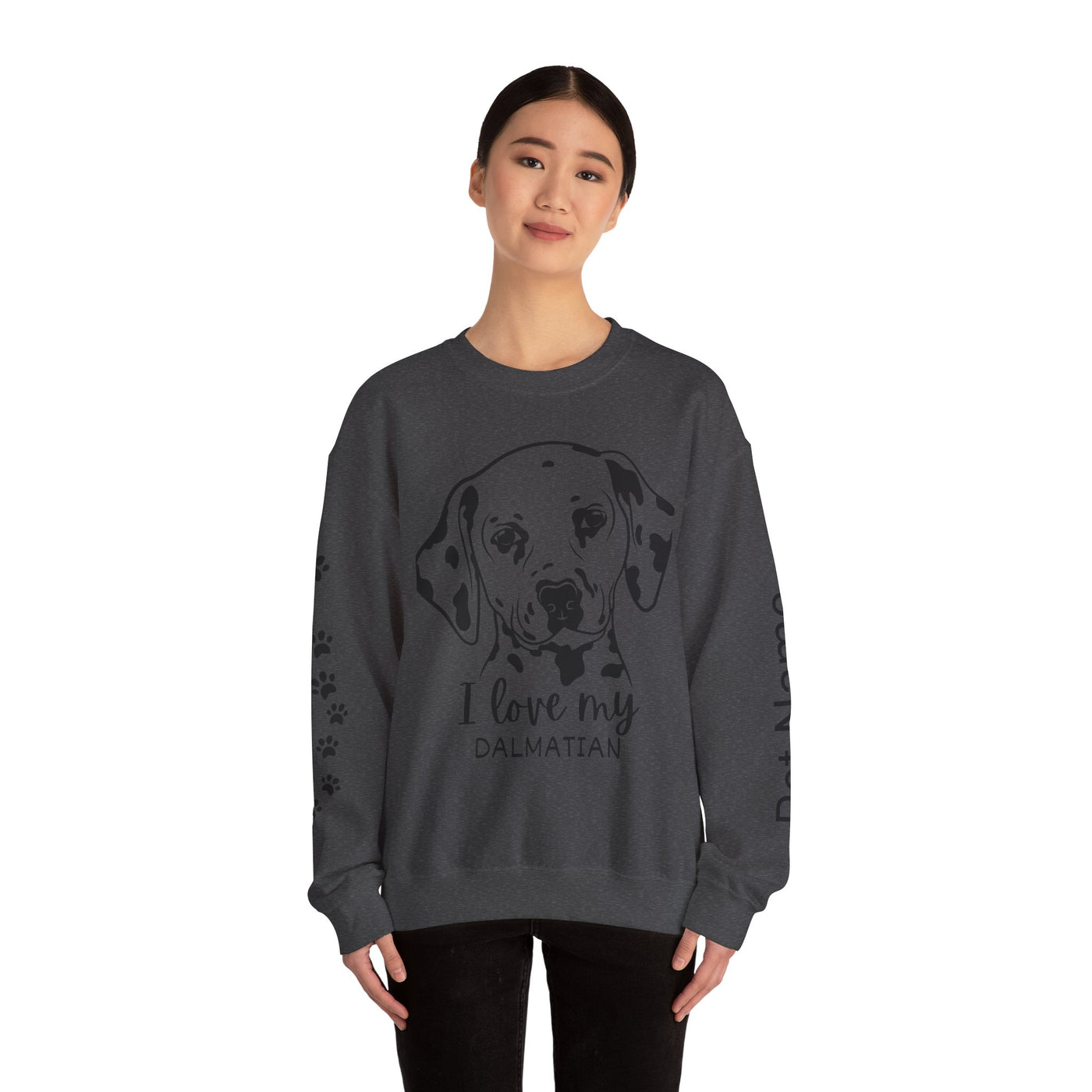Damatian Dog Lover Sweatshirt, Pet's Name Personalized Gift Idea, Frenchie Dog Owner Apparel, Custom Dog Paw Print Jumper, Comfy Crewneck