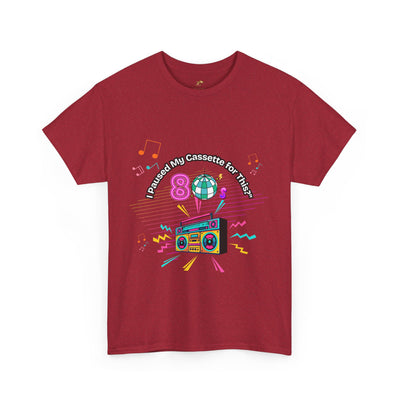 Retro Cassette Tape Unisex Heavy Cotton Tee, Vintage Music Lover Shirt, 80s Nostalgia Graphic Tee, Pause Cassette Player Shirt, Mixtape Fan - NOTALIFY
