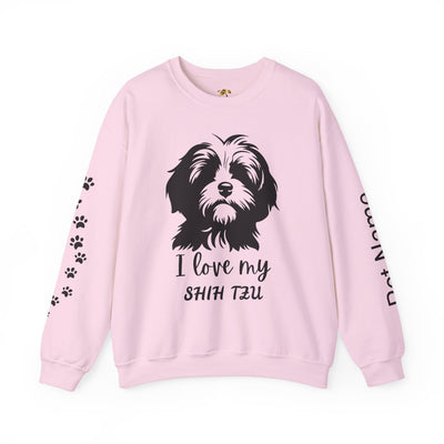 Shih Tzu Dog Lover Sweatshirt, Pet's Name Personalized Gift Idea, Frenchie Dog Owner Apparel, Custom Dog Paw Print Jumper, Comfy Crewneck