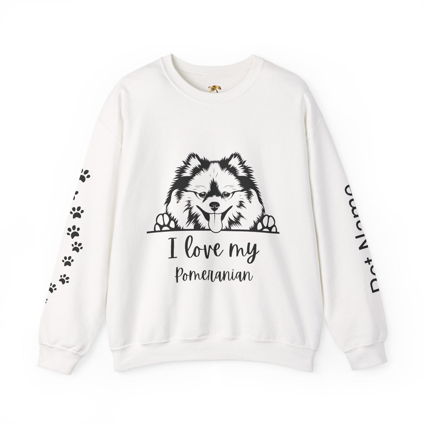 Pomeranian Lover Sweatshirt, Pet's Name Personalized Gift Idea, Pomeranian Dog Owner Apparel, Custom Dog Paw Print Jumper, Comfy Crewneck - NOTALIFY