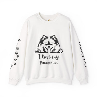 Pomeranian Lover Sweatshirt, Pet's Name Personalized Gift Idea, Pomeranian Dog Owner Apparel, Custom Dog Paw Print Jumper, Comfy Crewneck - NOTALIFY