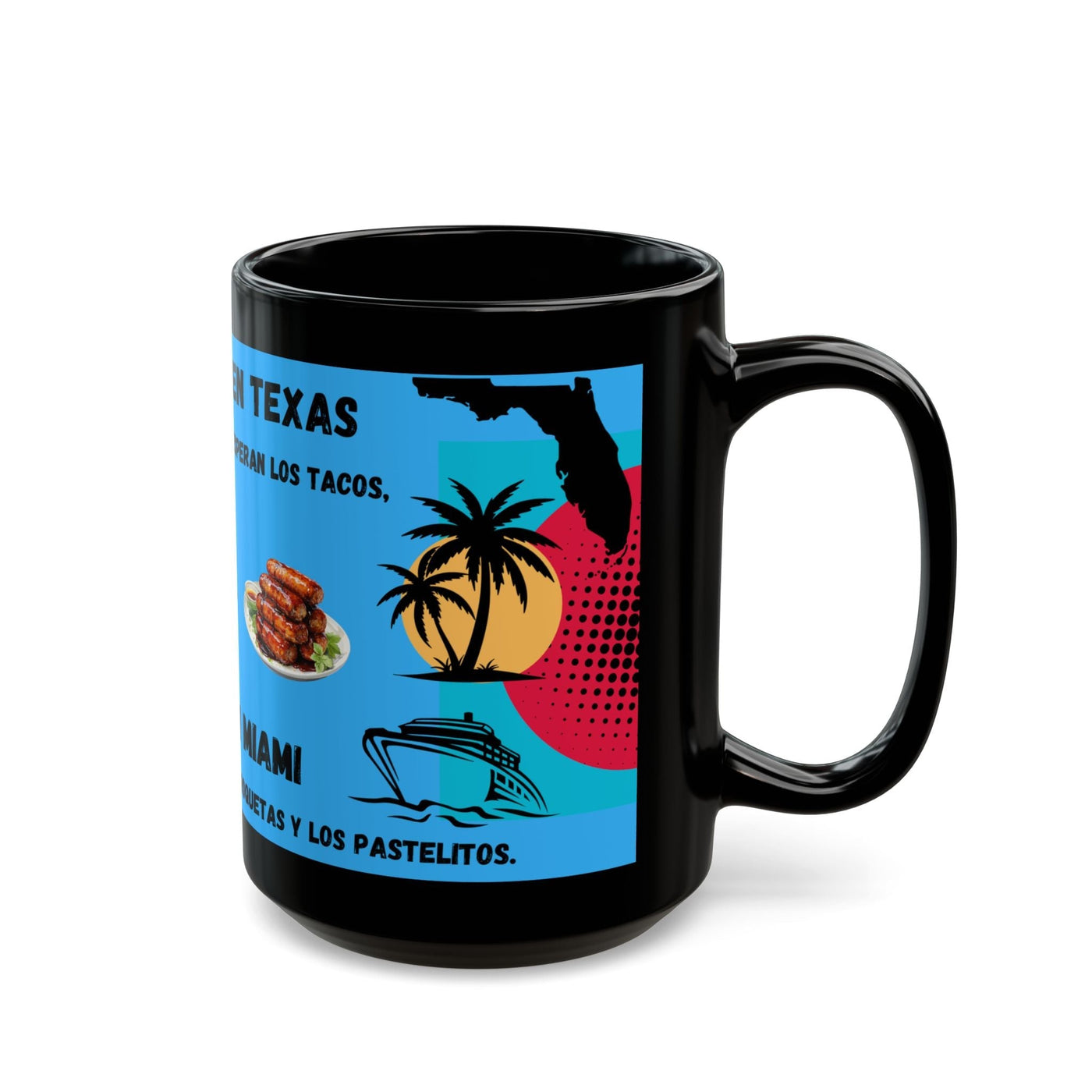 PERSONALIZED Fun Black Mug, Texas vs Miami Theme, Perfect Gift for Cof