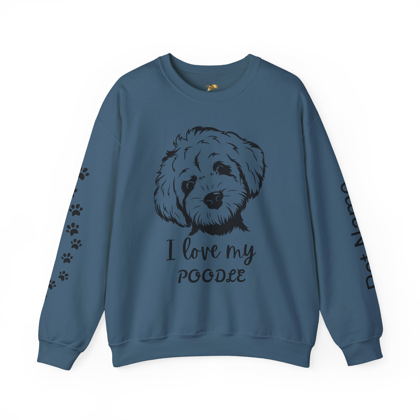 Poodle Dog Lover Sweatshirt, Pet's Name Personalized Gift Idea, Poodle Dog Owner Apparel, Custom Dog Paw Print Jumper, Comfy Crewneck - NOTALIFY