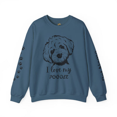 Poodle Dog Lover Sweatshirt, Pet's Name Personalized Gift Idea, Poodle Dog Owner Apparel, Custom Dog Paw Print Jumper, Comfy Crewneck - NOTALIFY