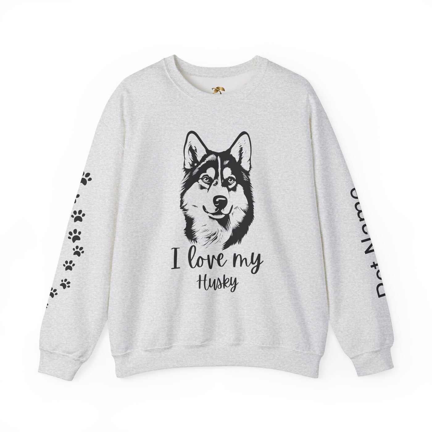 Husky Lover Sweatshirt, Pet's Name Personalized Gift Idea, Husky Dog Owner Apparel, Custom Dog Paw Print Jumper, Comfy Crewneck - NOTALIFY