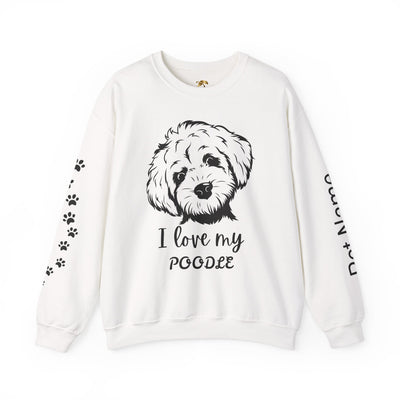 Poodle Dog Lover Sweatshirt, Pet's Name Personalized Gift Idea, Poodle Dog Owner Apparel, Custom Dog Paw Print Jumper, Comfy Crewneck - NOTALIFY