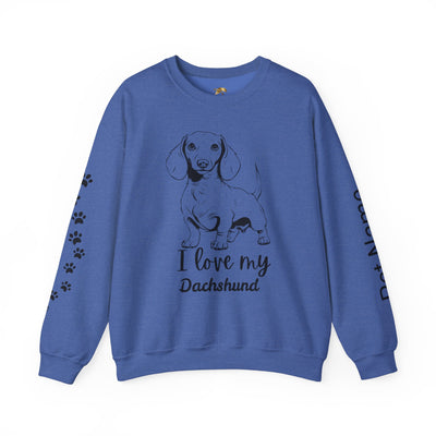 Dachshund Dog Lover Sweatshirt, Pet's Name Personalized Gift Idea, Dachshund Dog Owner Apparel, Custom Dog Paw Print Jumper, Comfy Crewneck - NOTALIFY