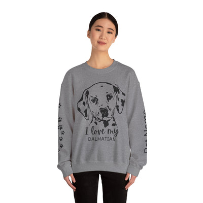 Damatian Dog Lover Sweatshirt, Pet's Name Personalized Gift Idea, Frenchie Dog Owner Apparel, Custom Dog Paw Print Jumper, Comfy Crewneck