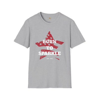 Born to Sparkle Patriotic T-Shirt with star and stripes graphic, perfect for Independence Day celebrations.