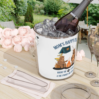 Camping Ice Bucket with Tongs, Mom's Happy Place Decor, Unique Gift fo