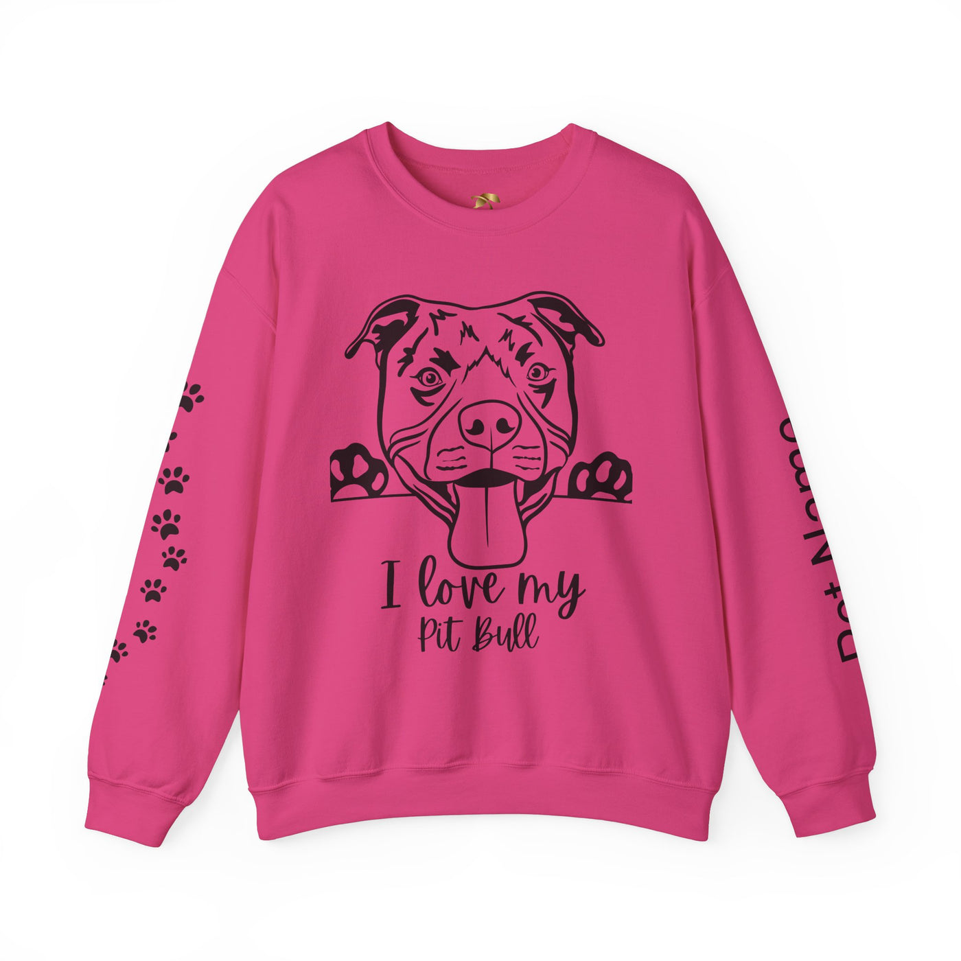 Pit Bull Lover Sweatshirt, Pet's Name Personalized Gift Idea, Pit Bull Dog Owner Apparel, Custom Dog Paw Print Jumper, Comfy Crewneck - NOTALIFY