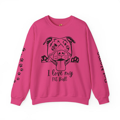 Pit Bull Lover Sweatshirt, Pet's Name Personalized Gift Idea, Pit Bull Dog Owner Apparel, Custom Dog Paw Print Jumper, Comfy Crewneck - NOTALIFY