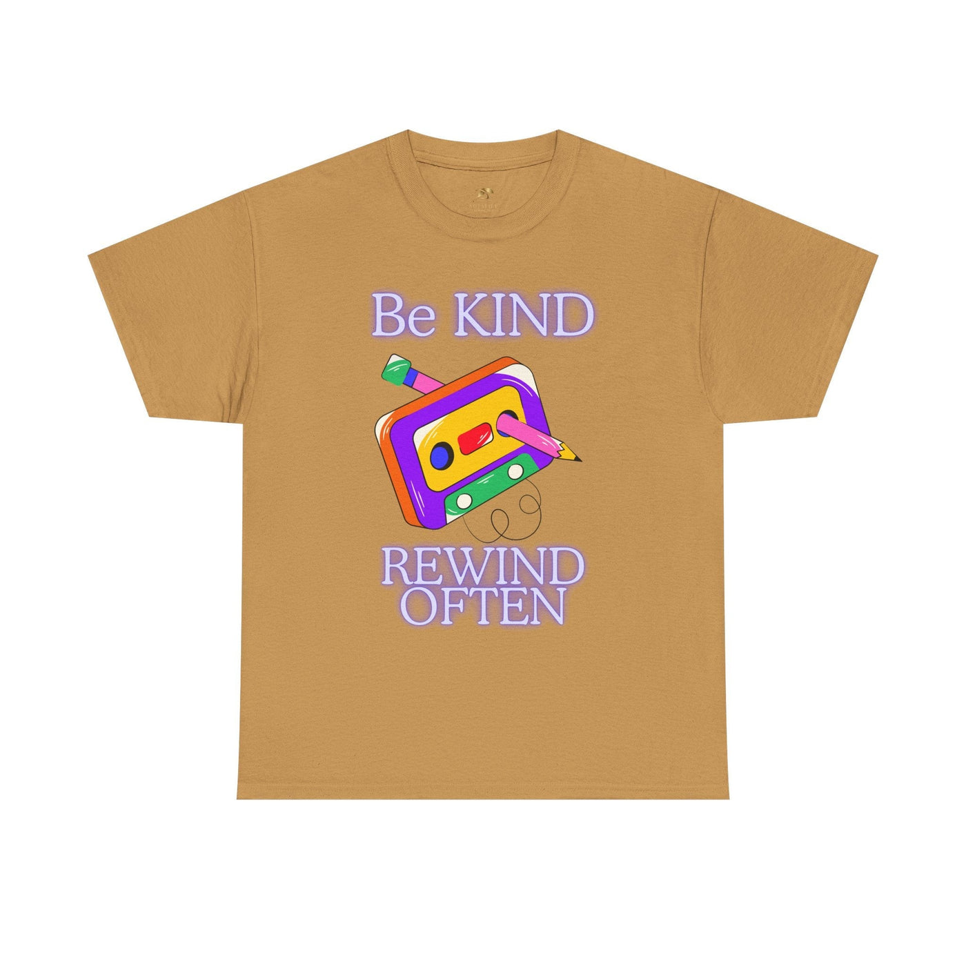 Retro vibe "Be Kind, Rewind Often" unisex T-shirt with vintage cassette design.