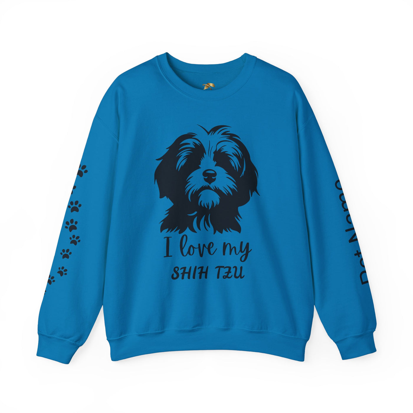 Shih Tzu Dog Lover Sweatshirt, Pet's Name Personalized Gift Idea, Frenchie Dog Owner Apparel, Custom Dog Paw Print Jumper, Comfy Crewneck