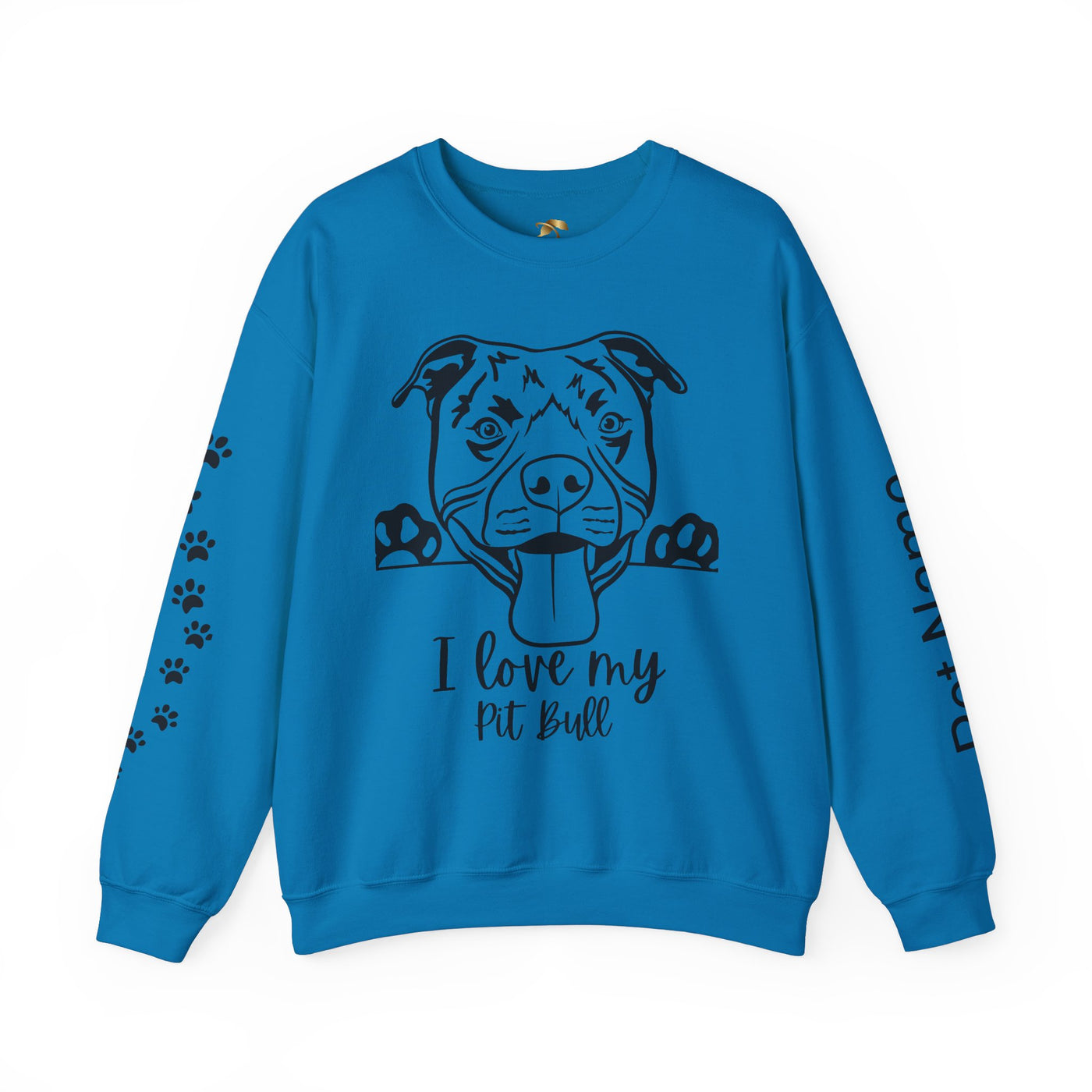 Pit Bull Lover Sweatshirt, Pet's Name Personalized Gift Idea, Pit Bull Dog Owner Apparel, Custom Dog Paw Print Jumper, Comfy Crewneck - NOTALIFY