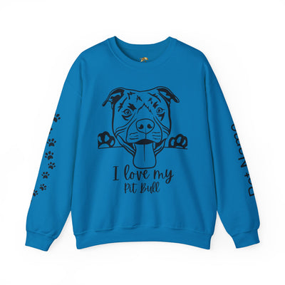 Pit Bull Lover Sweatshirt, Pet's Name Personalized Gift Idea, Pit Bull Dog Owner Apparel, Custom Dog Paw Print Jumper, Comfy Crewneck - NOTALIFY