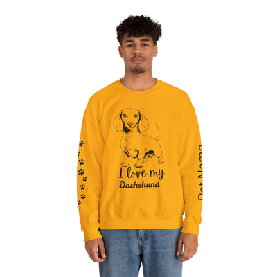 Dachshund Dog Lover Sweatshirt, Pet's Name Personalized Gift Idea, Dachshund Dog Owner Apparel, Custom Dog Paw Print Jumper, Comfy Crewneck - NOTALIFY