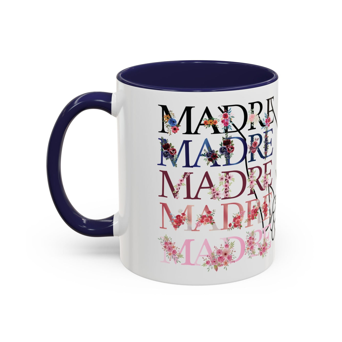 Mother's Day Mug, Accent Coffee Cup with Flowers and Names, Gift for M