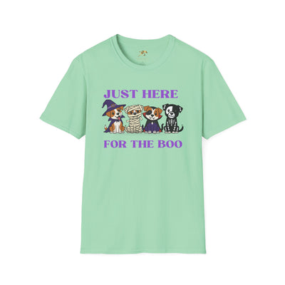 NOTALIFY Just Here for the Boo Dog Halloween TEE | Cute Puppy Costume | Soft Cotton | Fun Fall Outfit for Kids & Adults