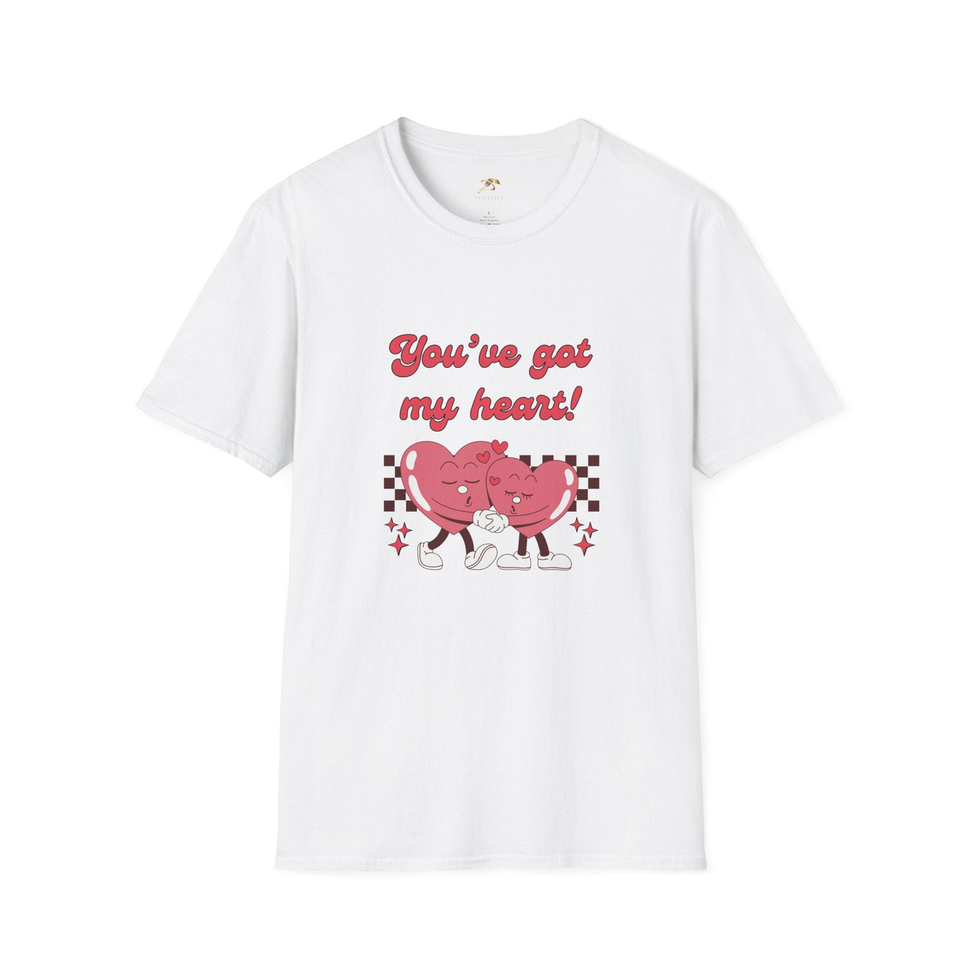 Unisex heart graphic tee with "You've got my heart" design, ideal Valentine's Day gift.