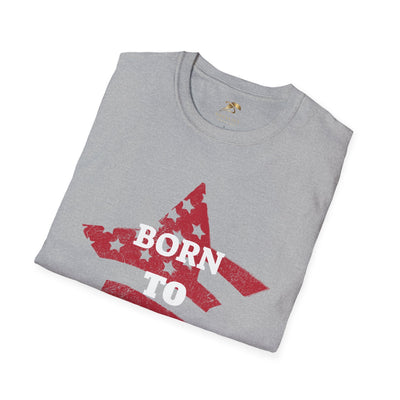 Born to Sparkle Patriotic T-Shirt folded with star and stripes design for Independence Day celebrations.
