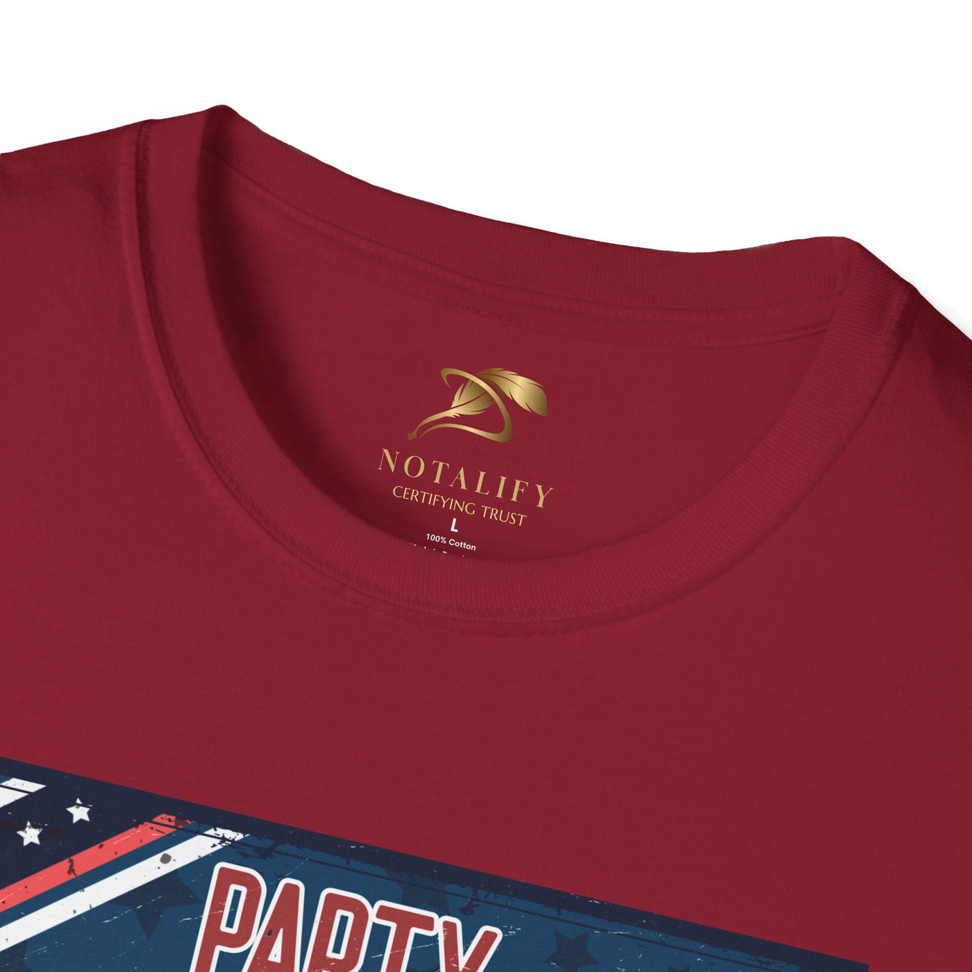 Red "Party Like it's 1776" Patriotic T-Shirt for Independence Day celebrations, featuring stars and stripes design.