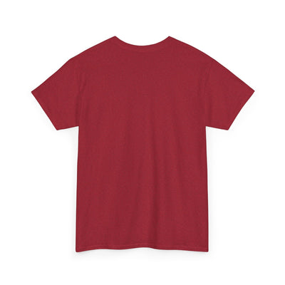 Unisex graphic tee in red with a retro 90s nostalgia vibe, featuring "Be Kind, Rewind Often" positive quote.