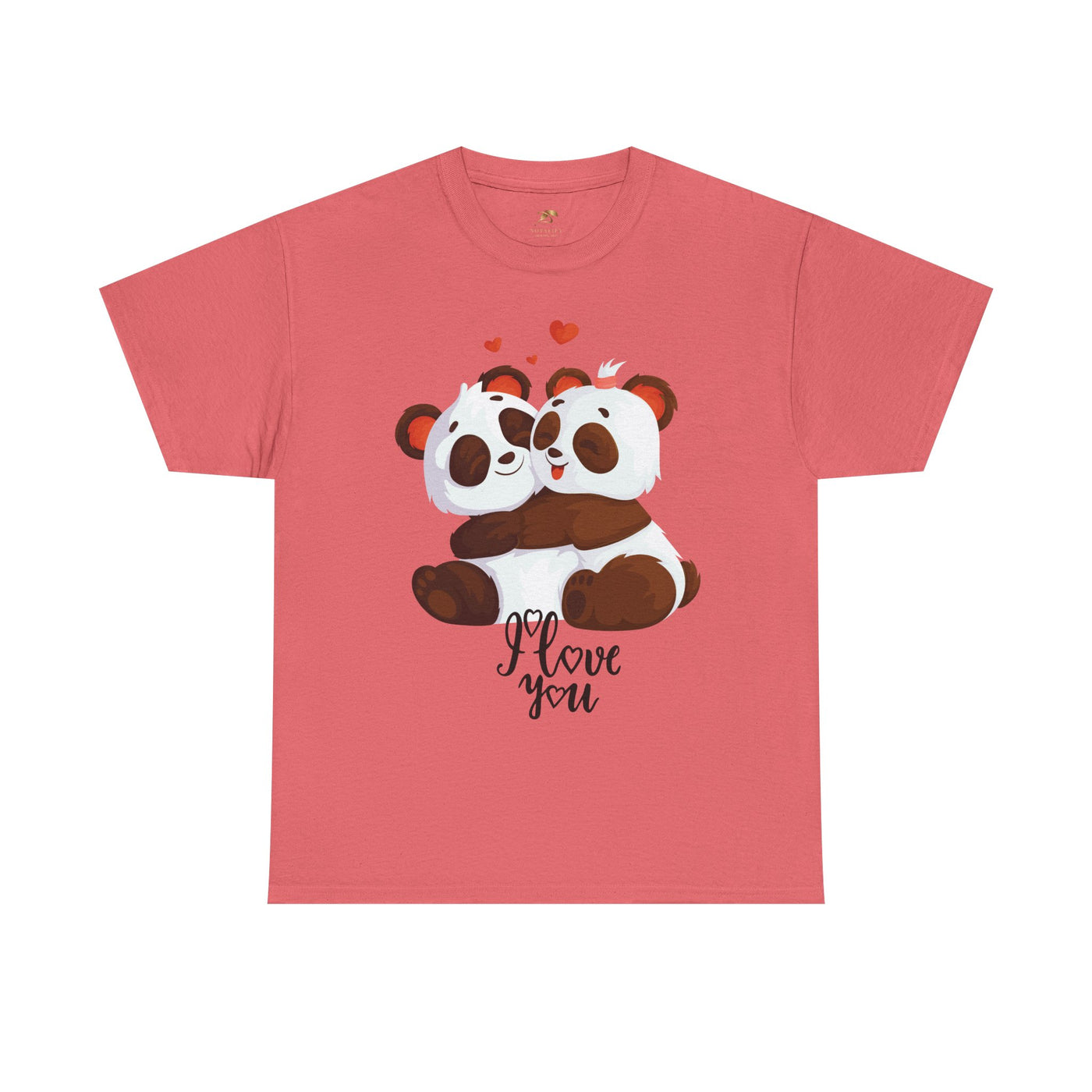 Romantic Panda Tee, Romantic Graphic T-shirt, two panda bears hugging each other with an I love you message - NOTALIFY