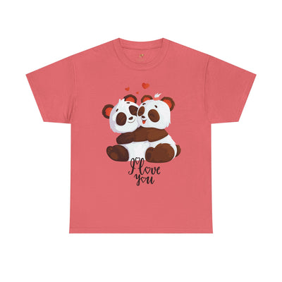 Romantic Panda Tee, Romantic Graphic T-shirt, two panda bears hugging each other with an I love you message - NOTALIFY