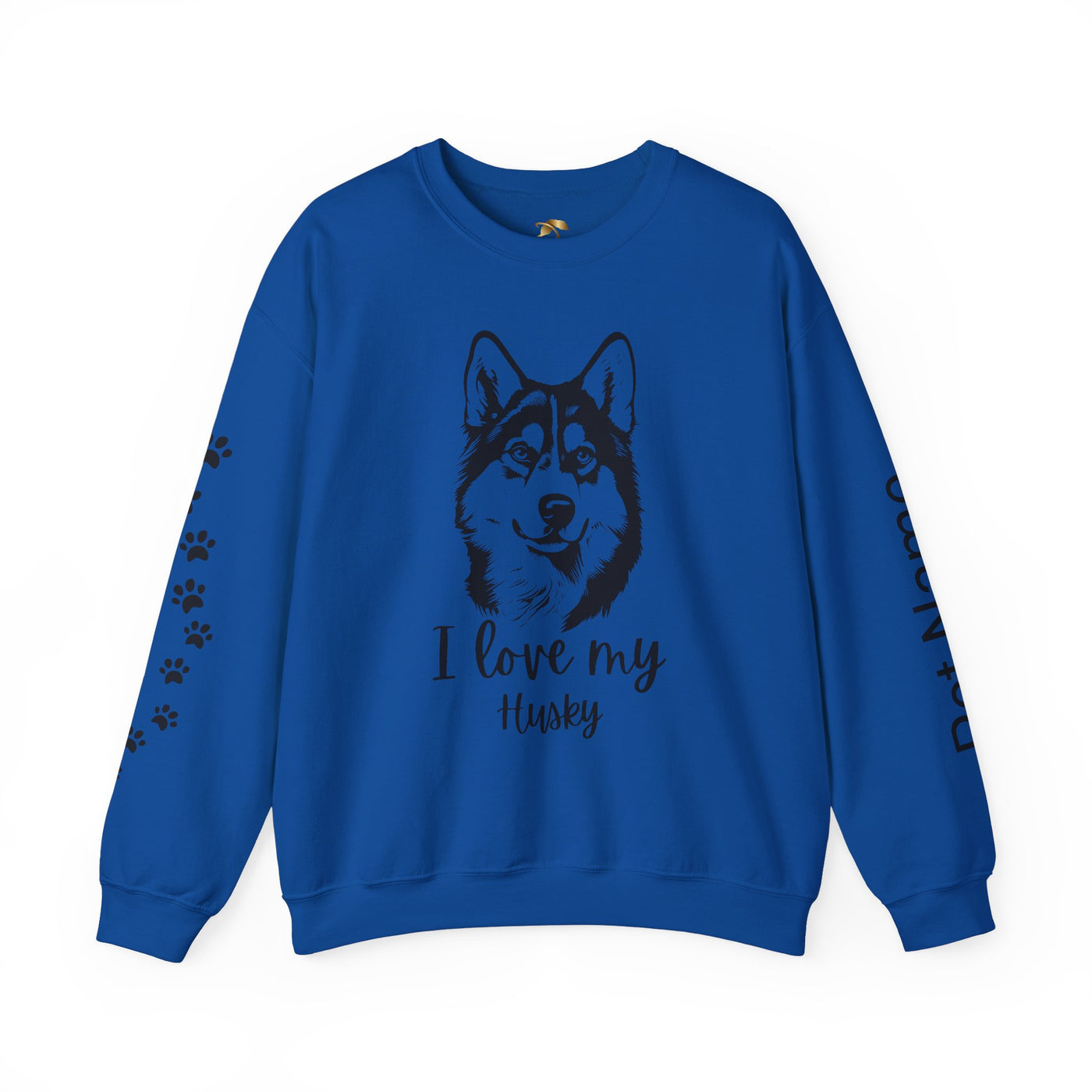 Husky Lover Sweatshirt, Pet's Name Personalized Gift Idea, Husky Dog Owner Apparel, Custom Dog Paw Print Jumper, Comfy Crewneck - NOTALIFY
