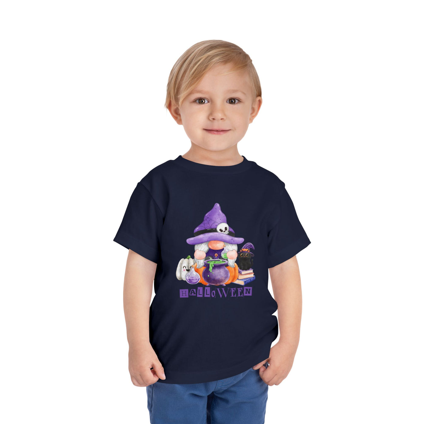 NOTALIFY Halloween Gnome Toddler TEE 1| Cute Fall Tee with Pumpkin | Soft Cotton Short Sleeve | Spooky Autumn Outfit for Kids