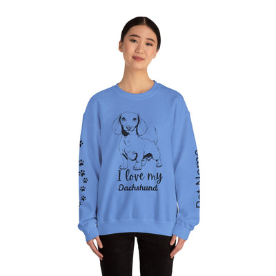 Dachshund Dog Lover Sweatshirt, Pet's Name Personalized Gift Idea, Dachshund Dog Owner Apparel, Custom Dog Paw Print Jumper, Comfy Crewneck - NOTALIFY