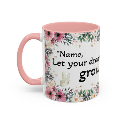 Inspirational quote mug with floral design, perfect gift for garden lovers.
