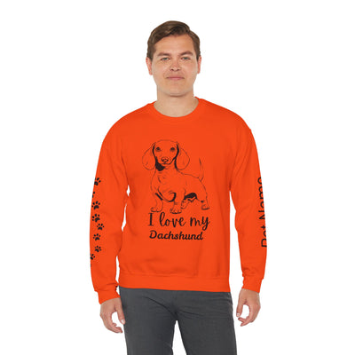 Dachshund Dog Lover Sweatshirt, Pet's Name Personalized Gift Idea, Dachshund Dog Owner Apparel, Custom Dog Paw Print Jumper, Comfy Crewneck - NOTALIFY