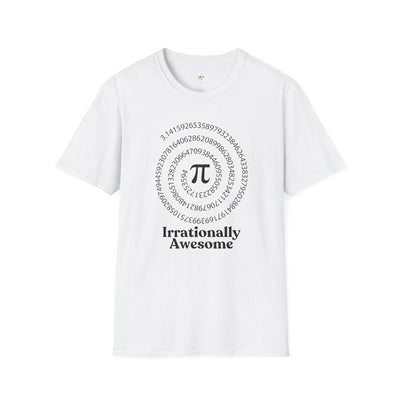 Pi Day Unisex Softstyle T-Shirt, Math Geek Gift, Irrationally Awesome 