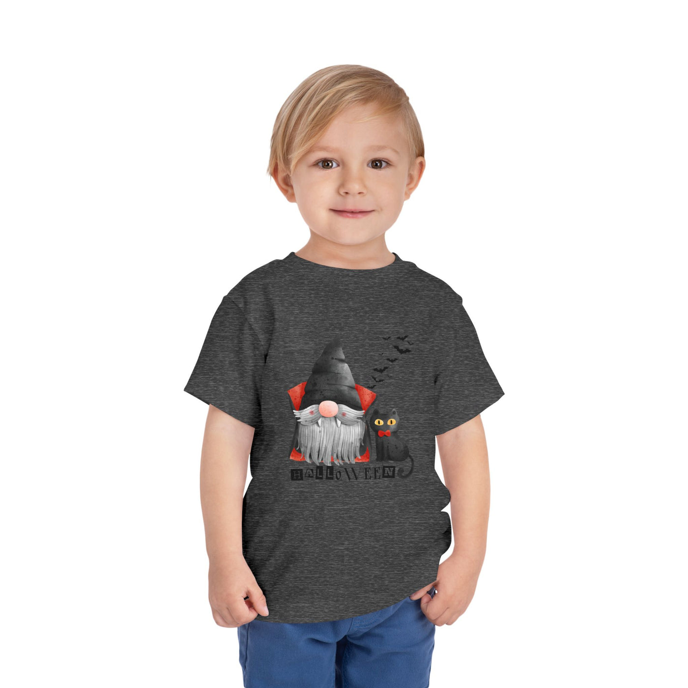 NOTALIFY Boo Halloween Gnome-CAT Toddler T-Shirt | Cute Fall Tee with Candy Bucket | Soft Cotton Short Sleeve | Spooky Outfit