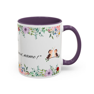 Inspirational ceramic cup with flower design and quote, ideal gift for tea or coffee lovers.