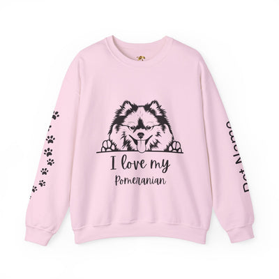 Pomeranian Lover Sweatshirt, Pet's Name Personalized Gift Idea, Pomeranian Dog Owner Apparel, Custom Dog Paw Print Jumper, Comfy Crewneck - NOTALIFY
