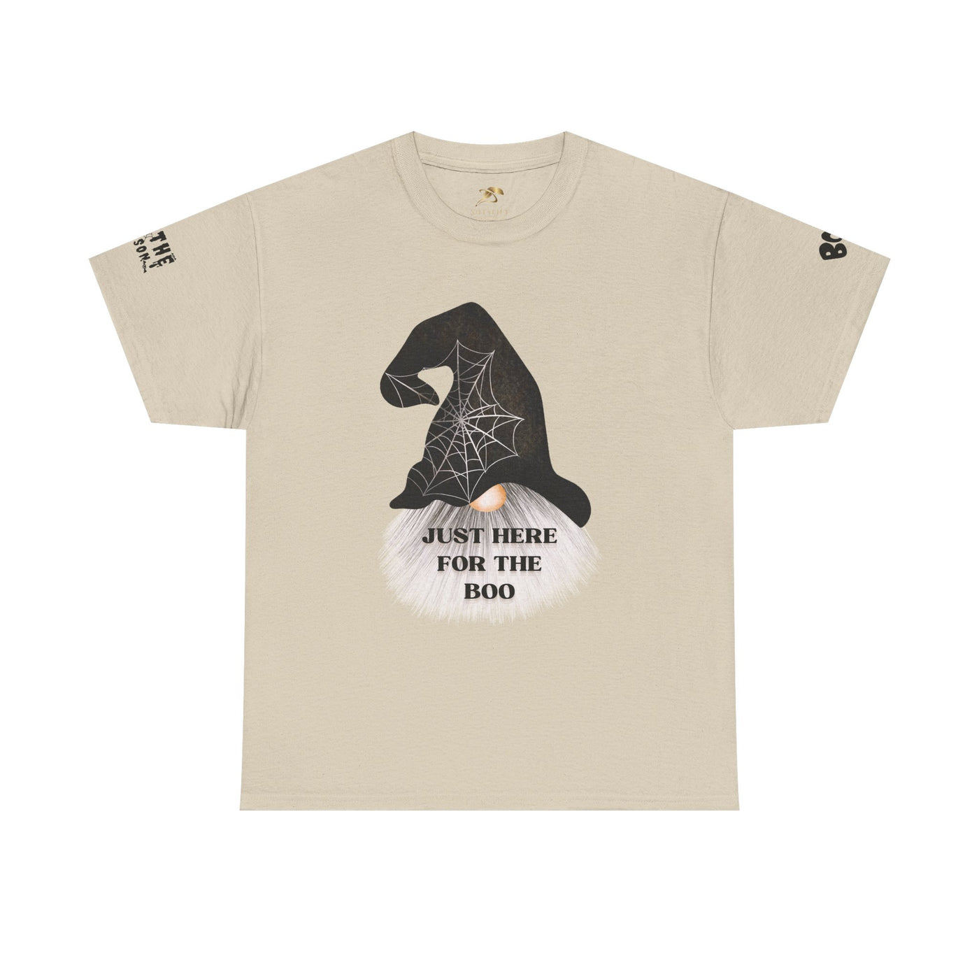 NOTALIFY Halloween Just Here for the Boo Graphic Tee, Spooky T-Shirt, Fun Fall Apparel, Unisex Halloween Tee, Gnome & Bats