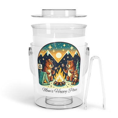 Camping Ice Bucket with Tongs, Mom's Happy Place Decor, Unique Gift for Moms, Summer Parties, BBQs, Outdoor Gatherings, S'mores Lovers - NOTALIFY