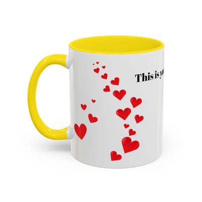 Accent Coffee Mug - You are Enough Mug - Custom Red Hearts Accent Coffee Cup Personalized Gift, Ceramic Mug, Kitchen Decor, Drinkware, Gift - NOTALIFY