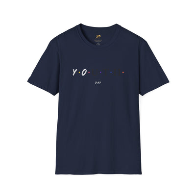 Youth Day Celebration unisex navy t-shirt with colorful dot graphic, 100% cotton, classic fit, crew neck, lightweight and casual wear