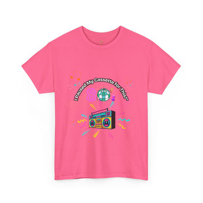 Retro Cassette Tape Unisex Heavy Cotton Tee, Vintage Music Lover Shirt, 80s Nostalgia Graphic Tee, Pause Cassette Player Shirt, Mixtape Fan - NOTALIFY